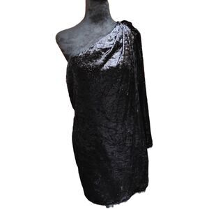 BCBGMaxazria Women's Size 12 Black Velvet Sparkle Mini Dress